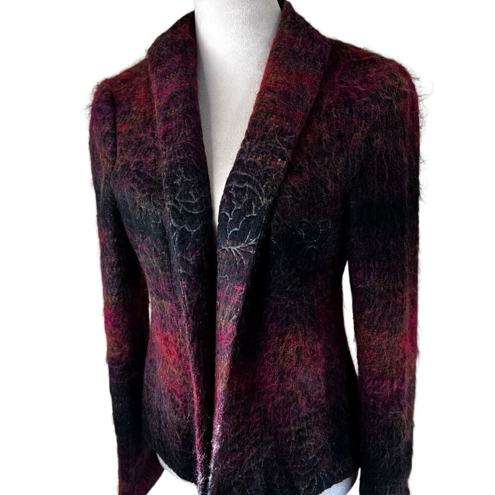 Barry Bricken | Mohair Brushed Wool Blend Textured Jacket | Size 4